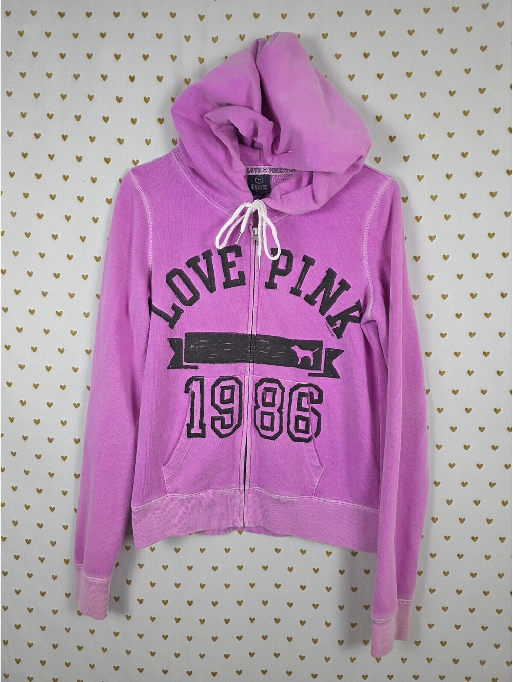 Victorias Secret Pink Vintage Purple Logo Y2k Full zip Hoodie Jacket Large
